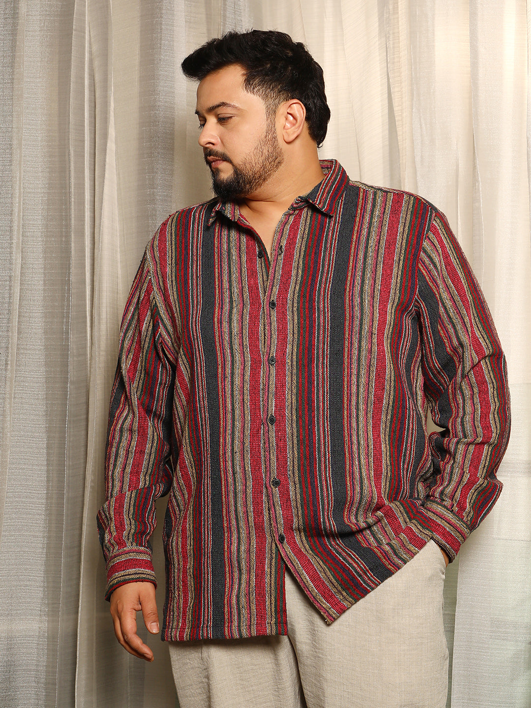 Multitrack-Striped Woven Shirt