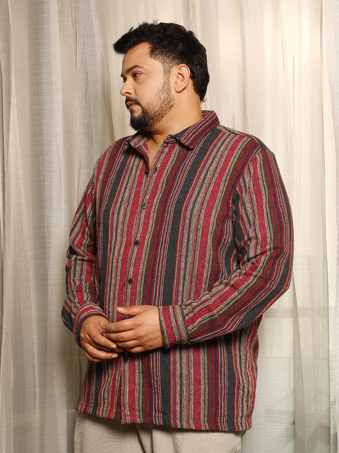 Multitrack-Striped Woven Shirt