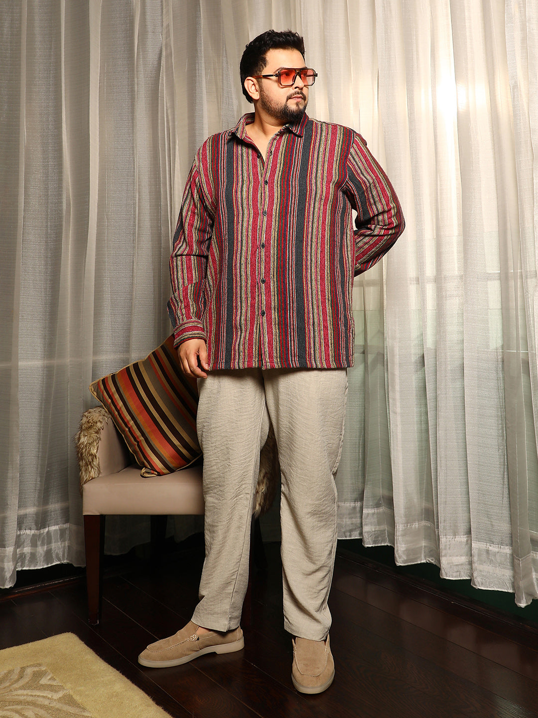 Multitrack-Striped Woven Shirt