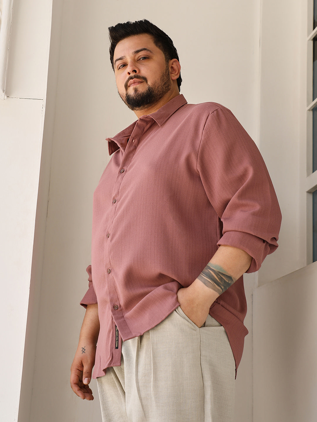 Solid-Woven Regular Shirt