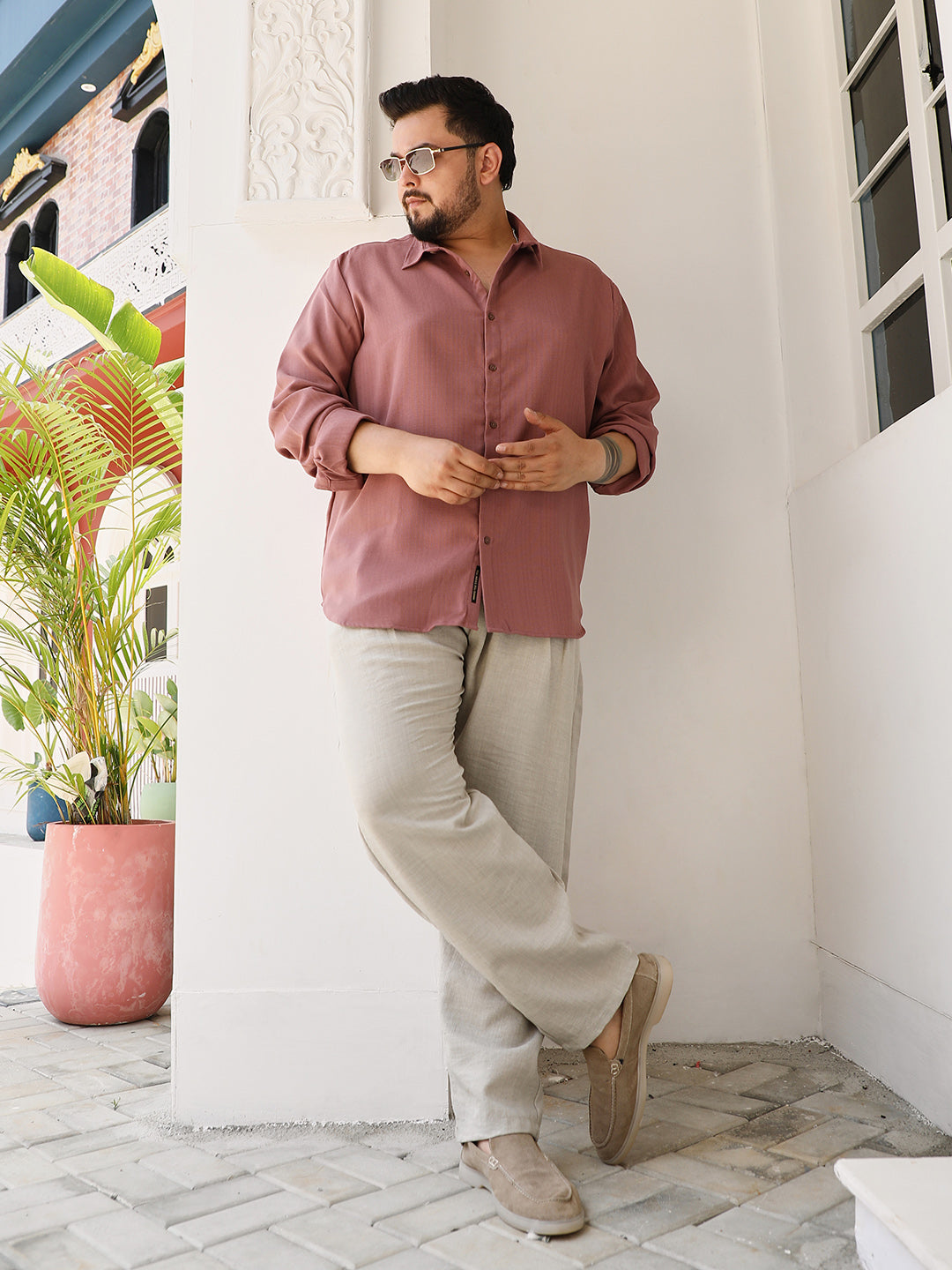 Solid-Woven Regular Shirt