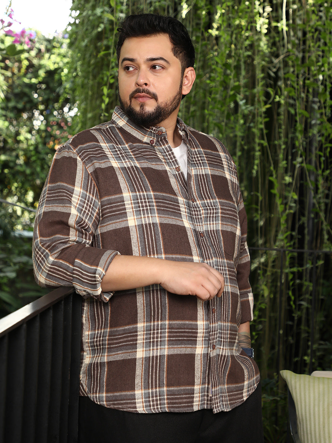 Button-Down Shadow-Plaid Shirt