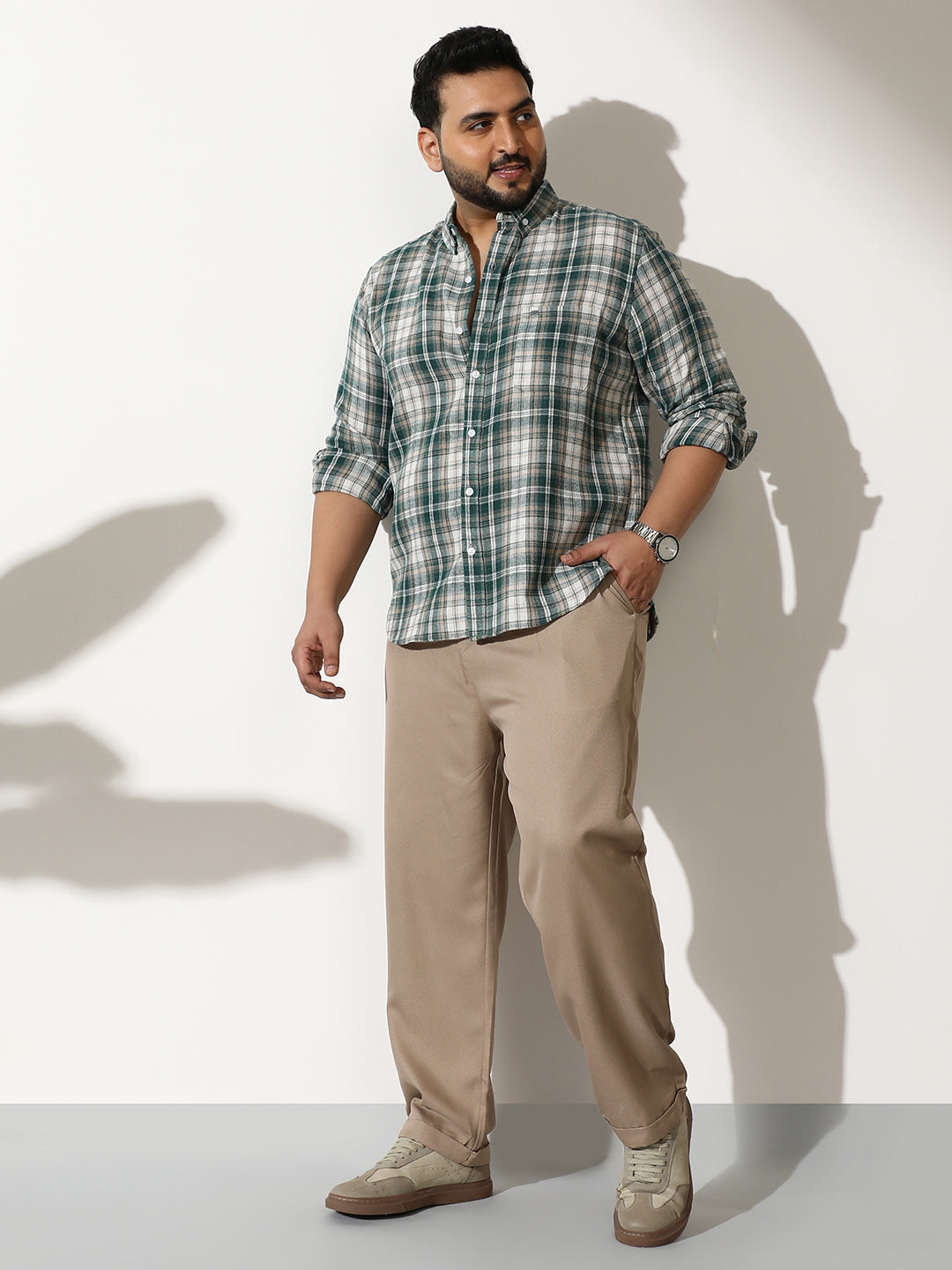 Button-Down Ombre-Plaid Shirt