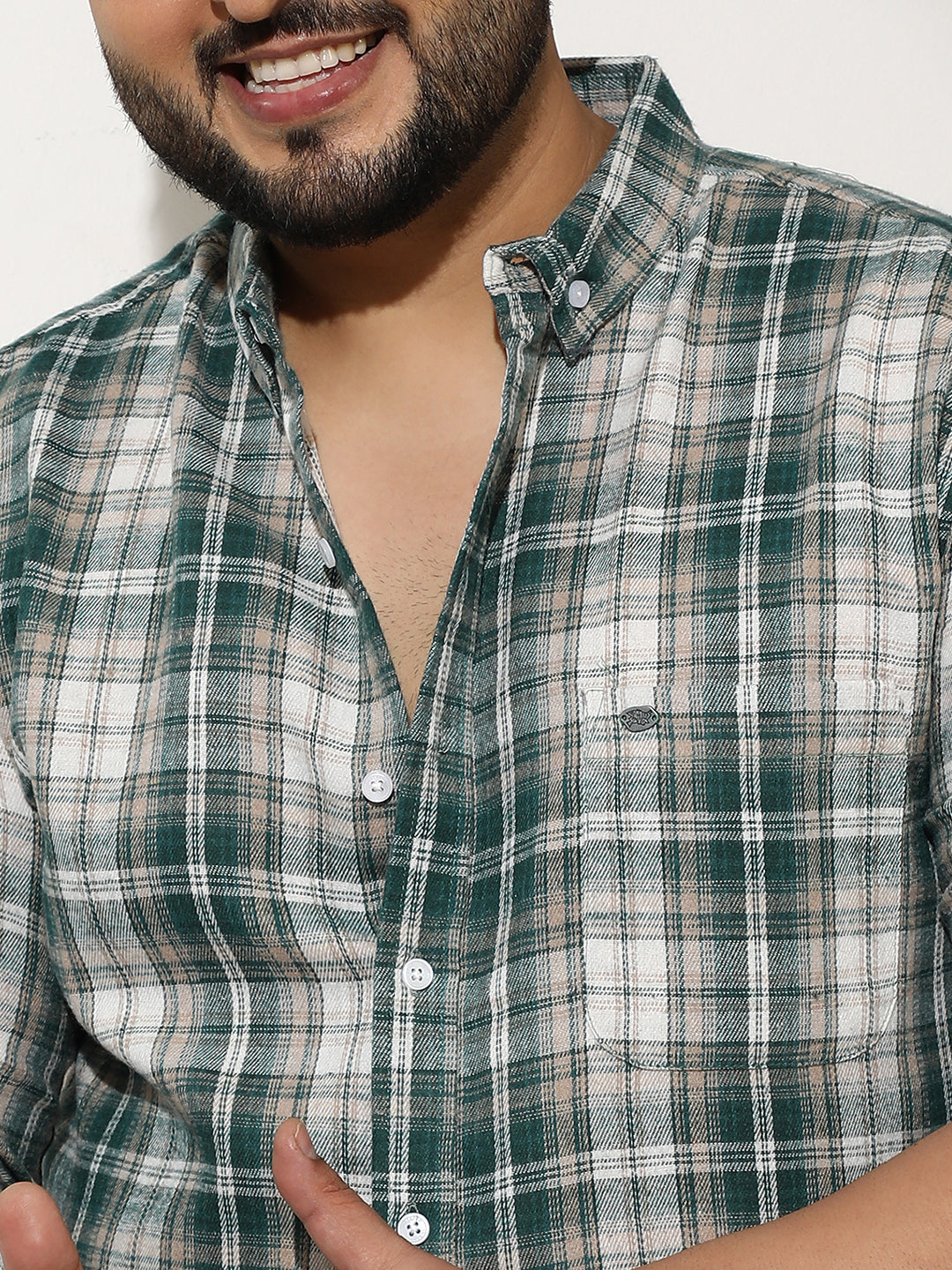Button-Down Ombre-Plaid Shirt