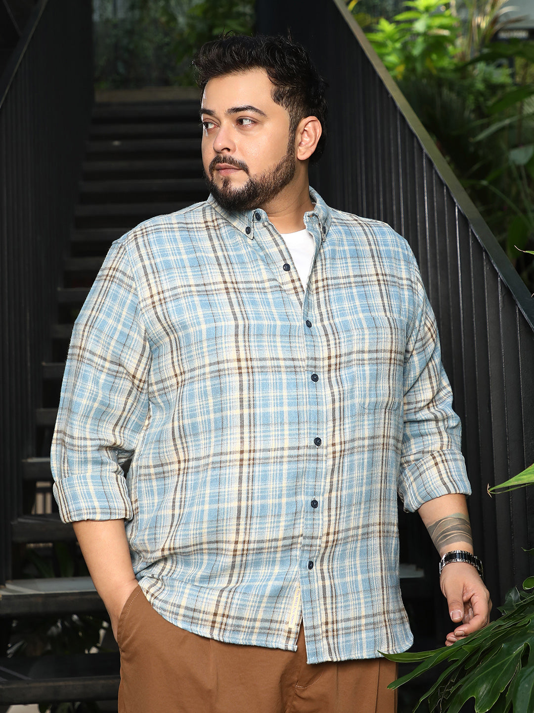 Tartan-Woven Regular Shirt