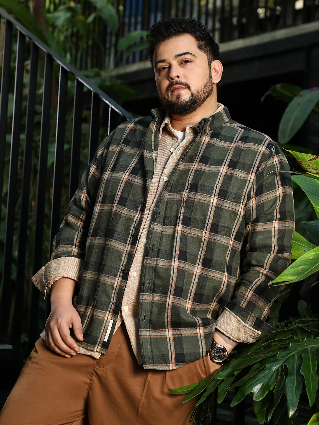 Button-Down Shadow-Plaid Shirt