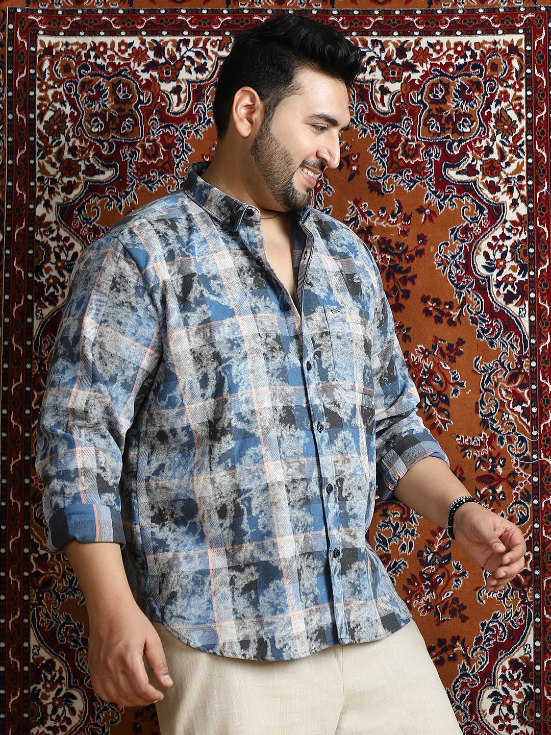 Faded-Plaid Regular Shirt