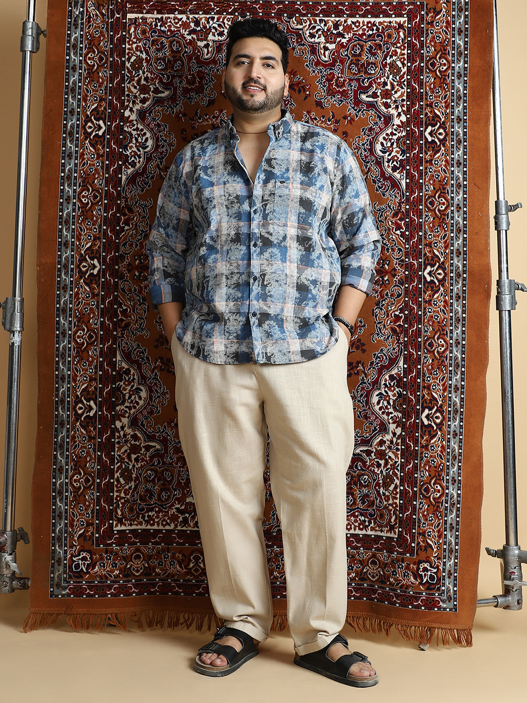 Faded-Plaid Regular Shirt