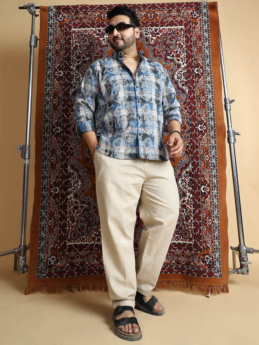 Faded-Plaid Regular Shirt