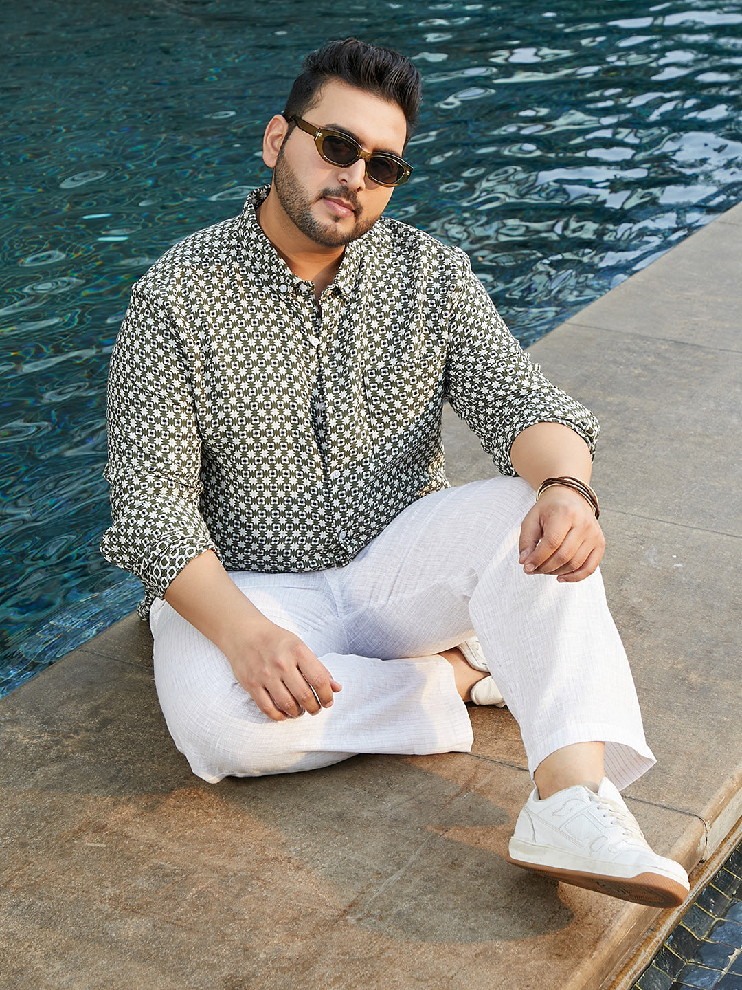 Motif-Block Regular Shirt