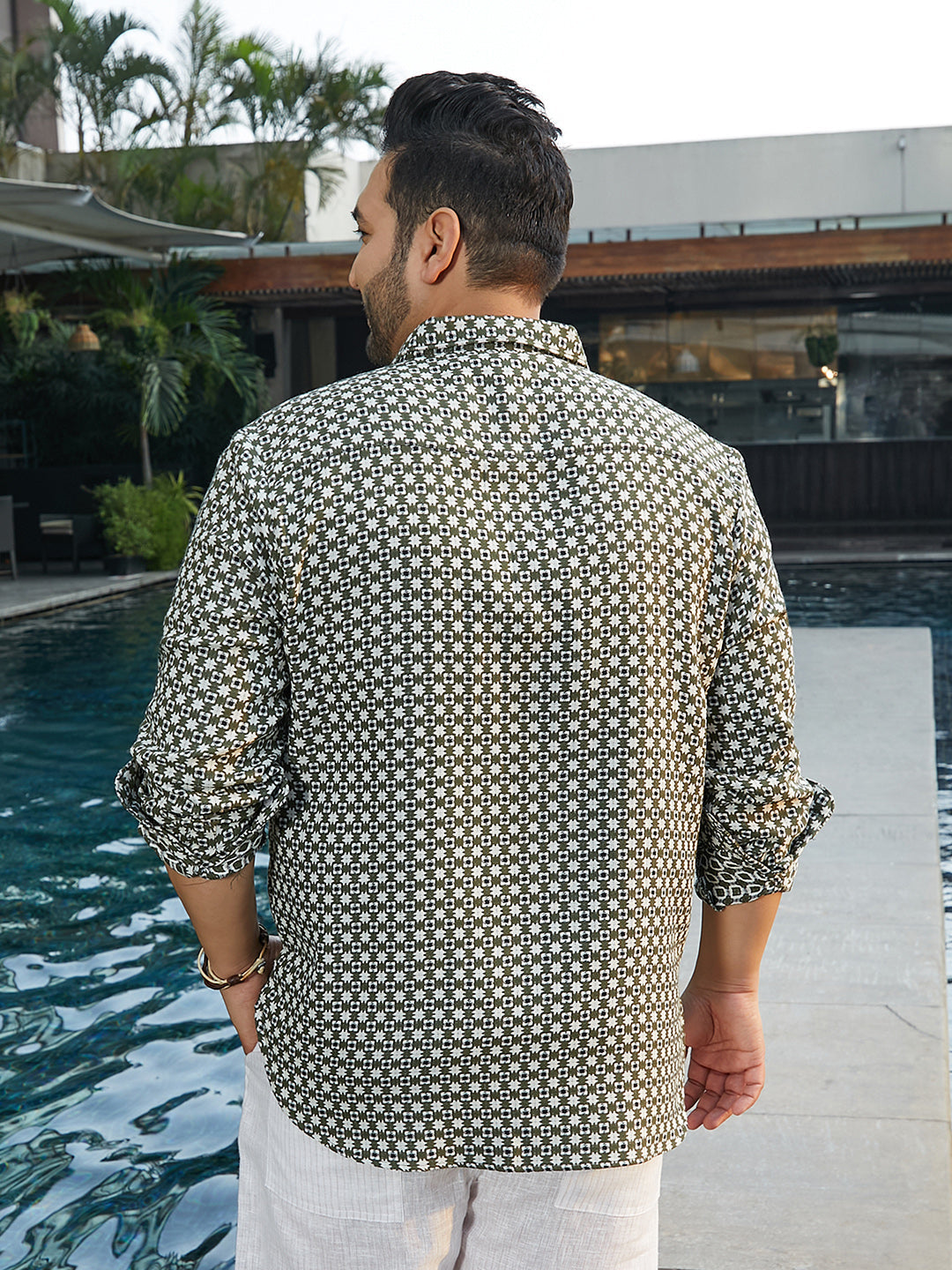 Motif-Block Regular Shirt