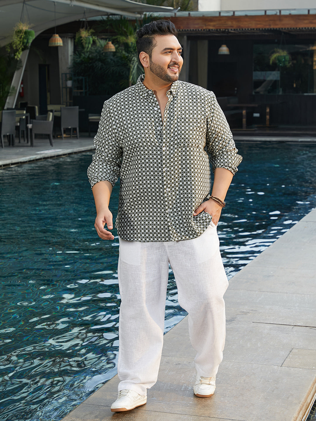 Motif-Block Regular Shirt