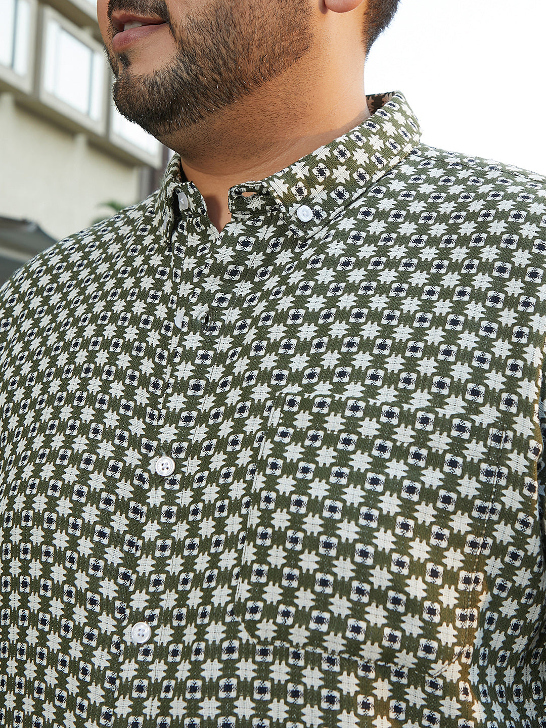 Motif-Block Regular Shirt