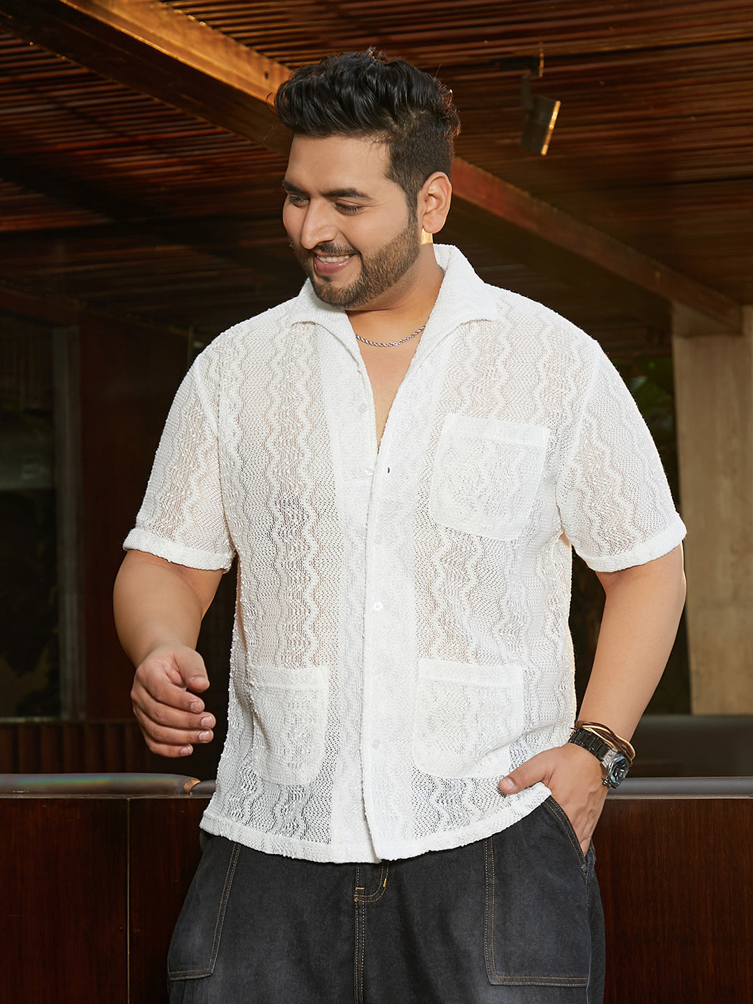 Swirl Open-Knit Shirt