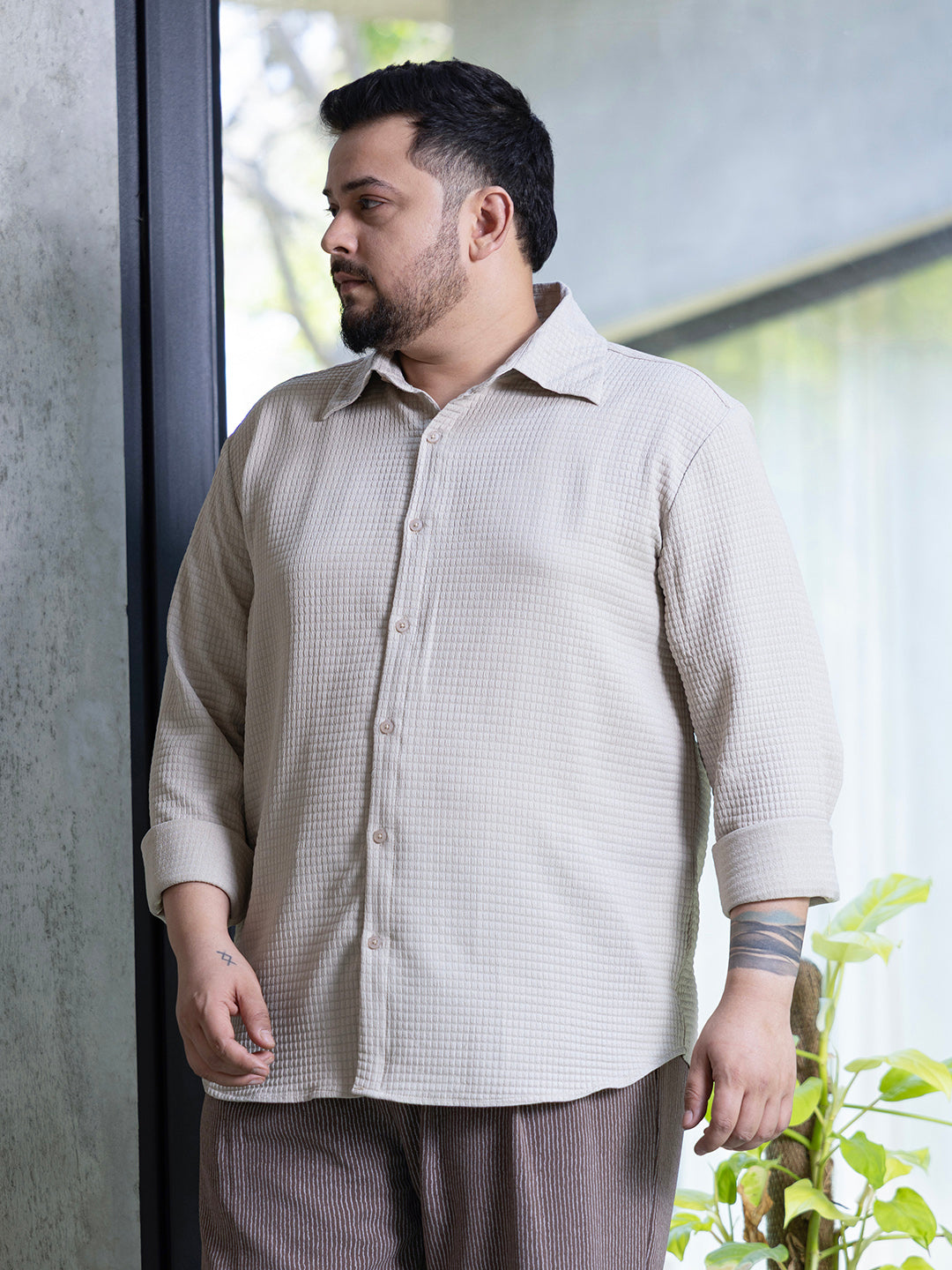 Grid-Textured Shirt