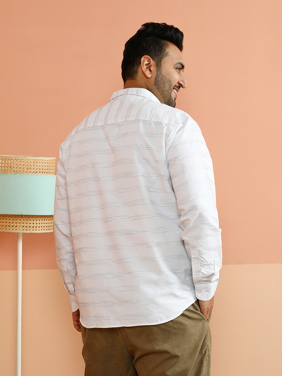 Horizontal Textured-Stripe Shirt