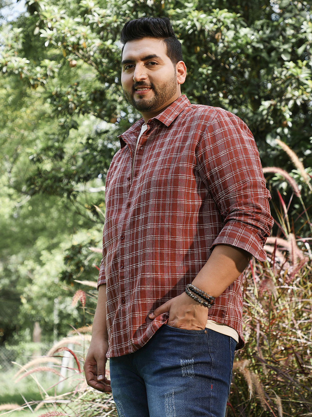 Woven Static-Plaid Shirt