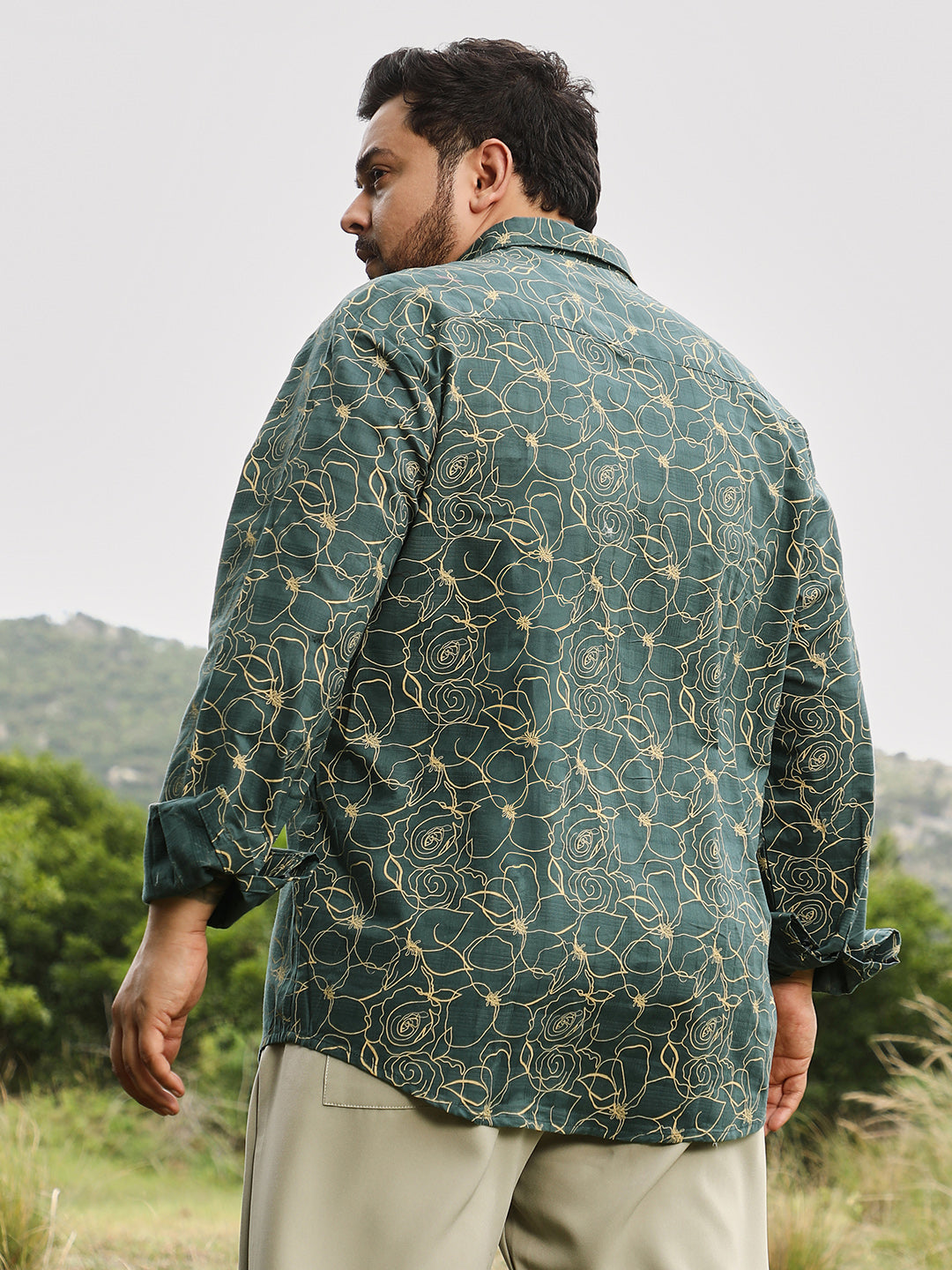 Roses-Lined Embroidered Shirt