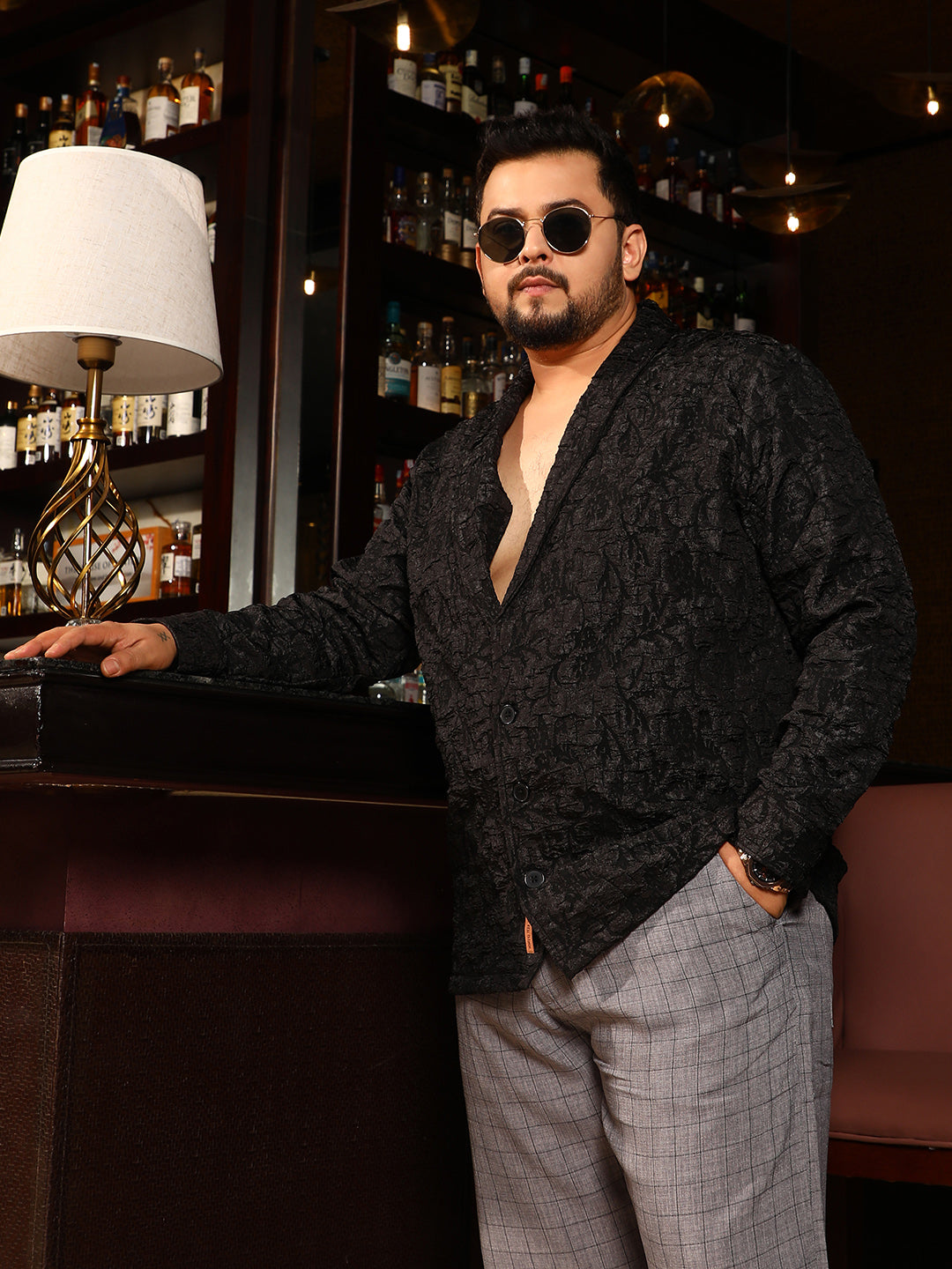 Crushed Shawl Collar Relaxed Shirt