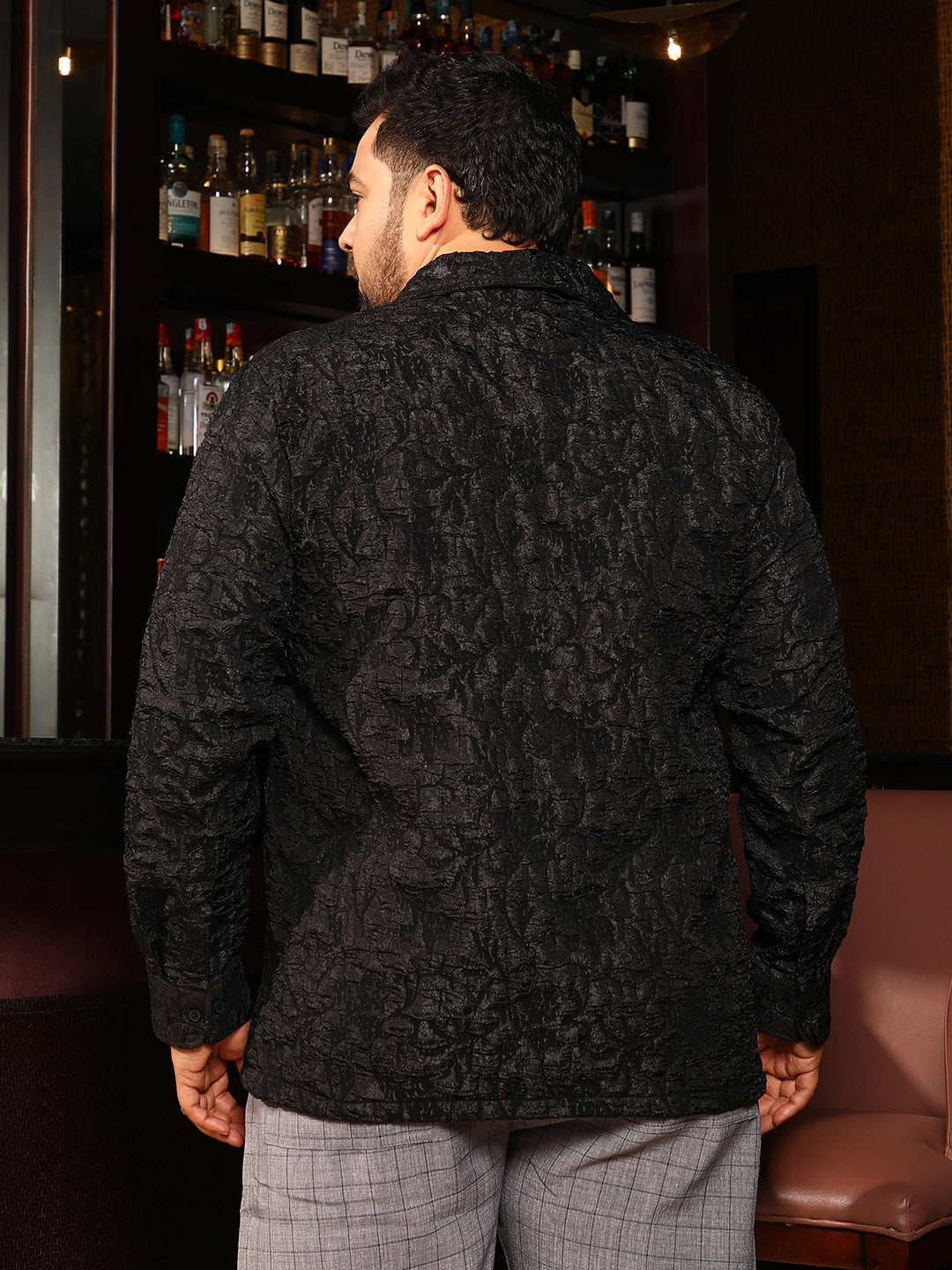 Crushed Shawl Collar Relaxed Shirt