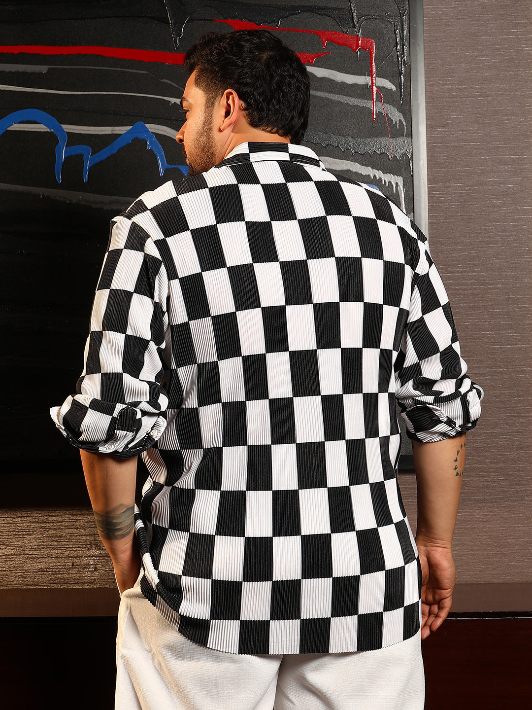 Pleated-Checker Shirt