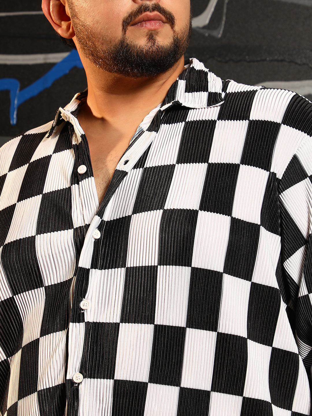 Pleated-Checker Shirt