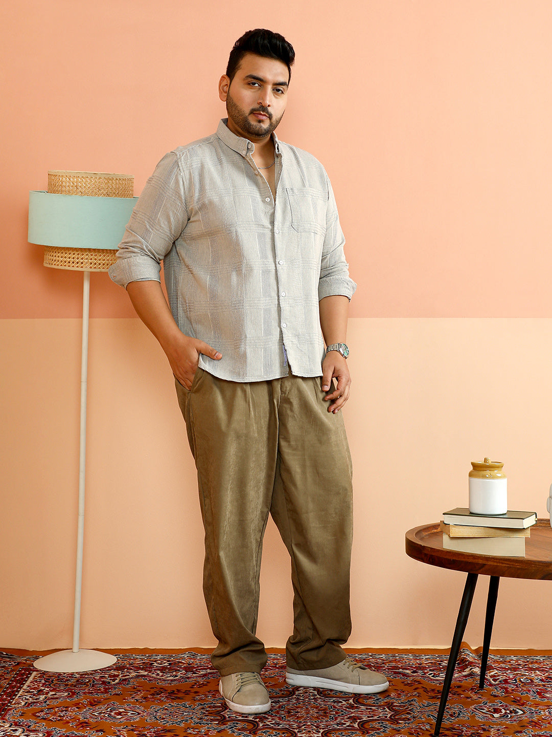 Self-Check Woven Regular Shirt