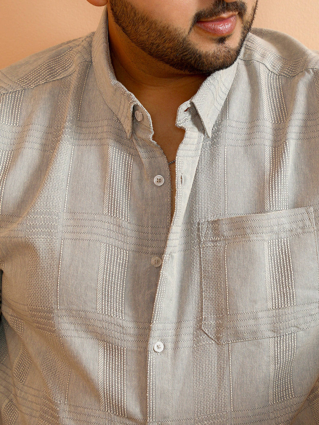 Self-Check Woven Regular Shirt