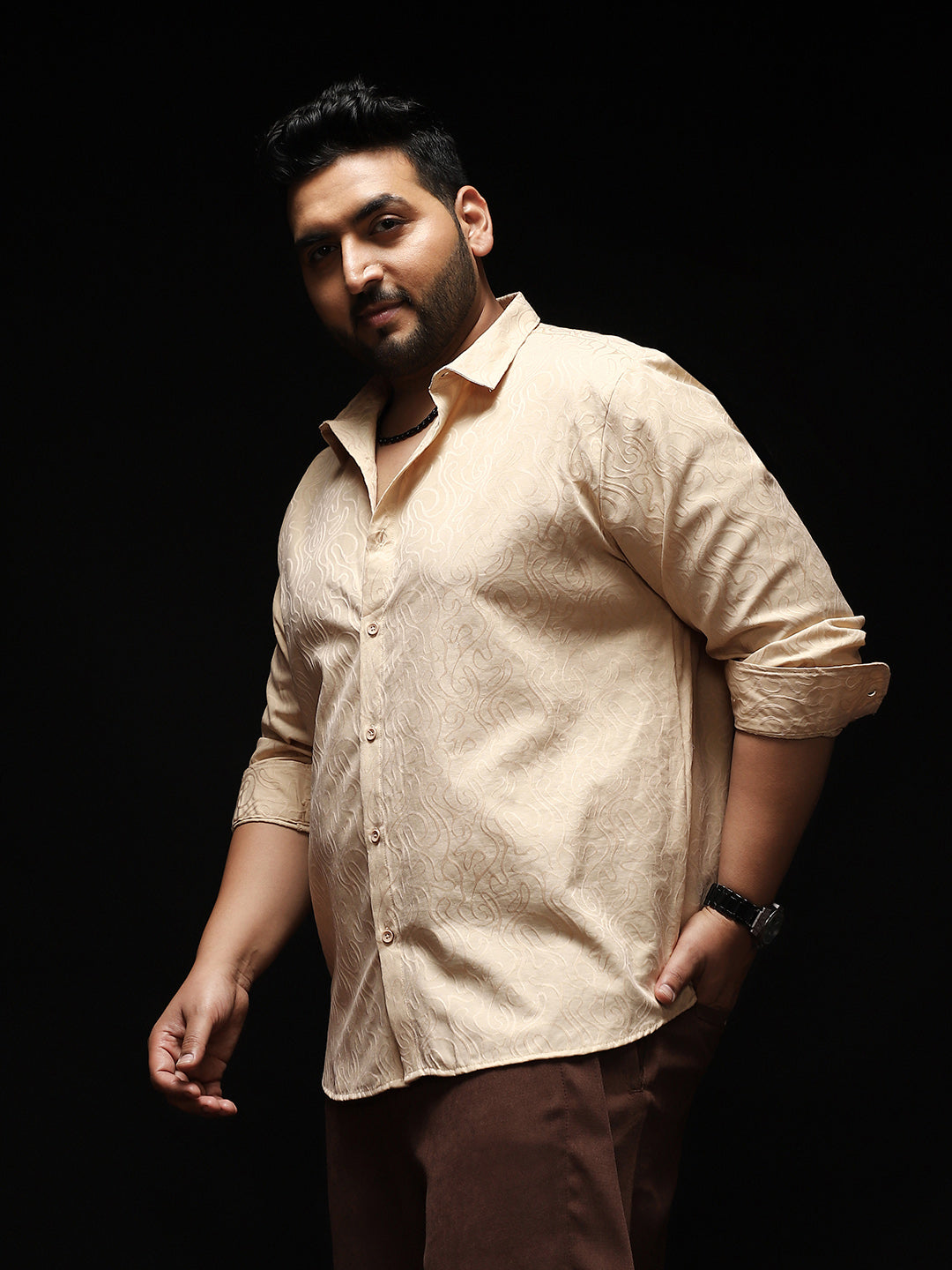 Abstract-Lined Jacquard Shirt