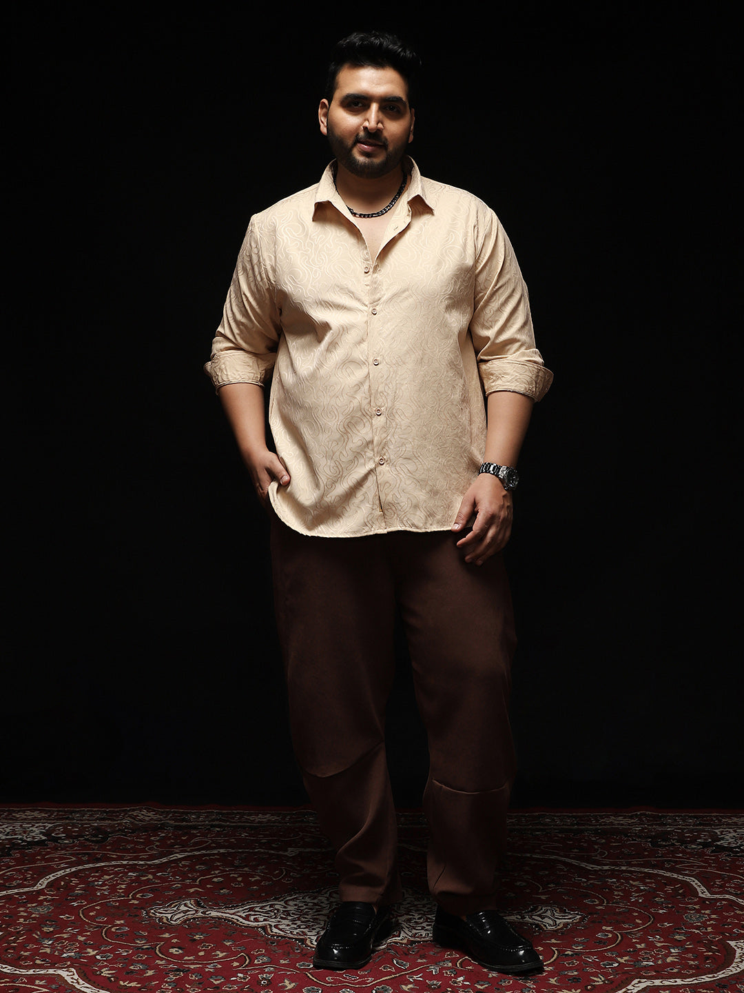 Abstract-Lined Jacquard Shirt