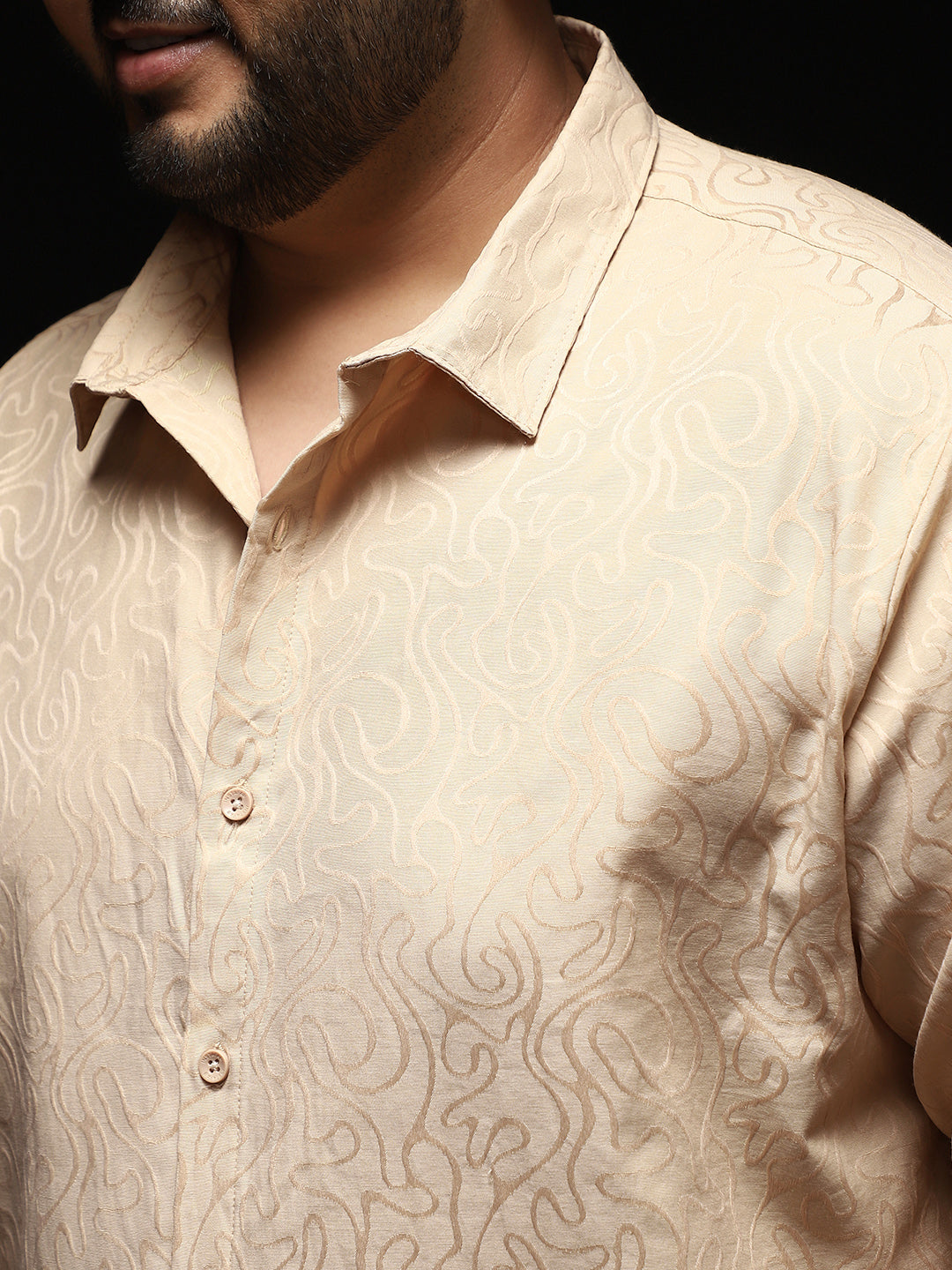 Abstract-Lined Jacquard Shirt