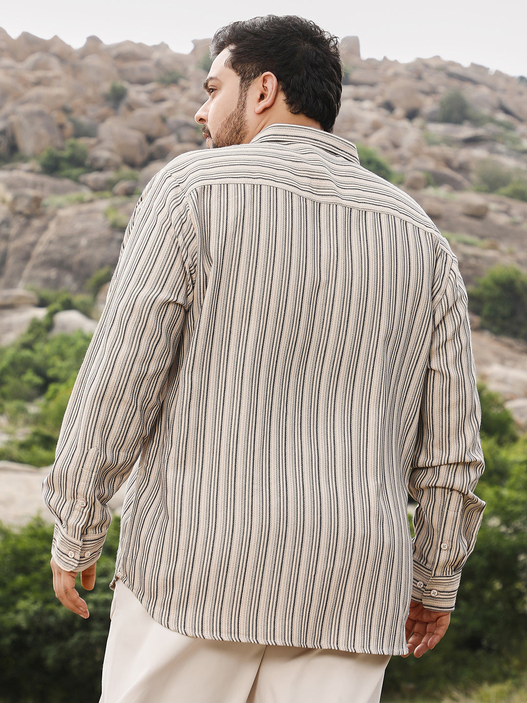 Bohomian-Stripe Jacquard Shirt