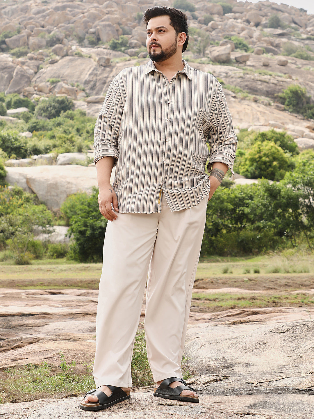 Bohomian-Stripe Jacquard Shirt