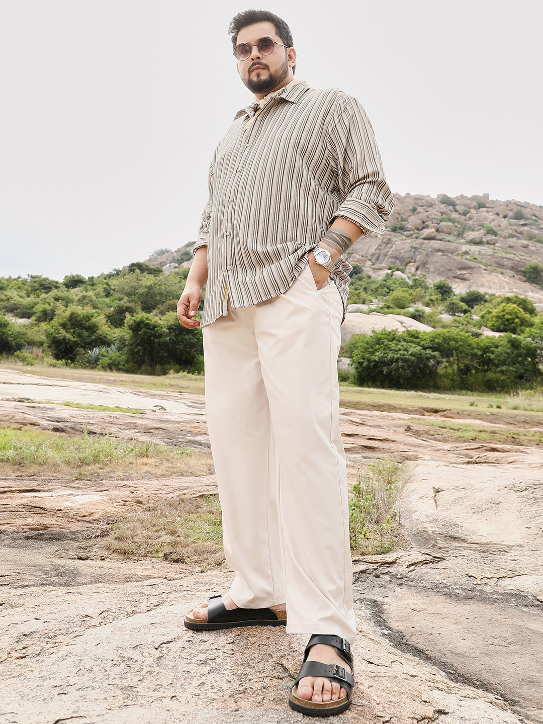 Bohomian-Stripe Jacquard Shirt