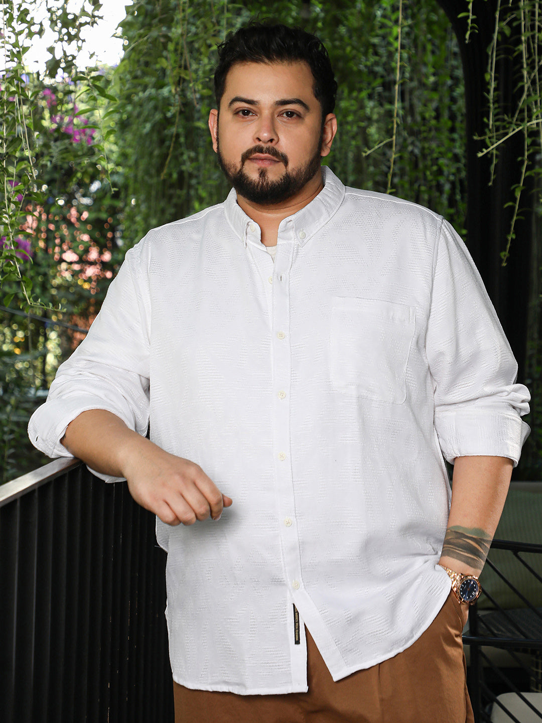 Self-Abstract Jacquard Shirt