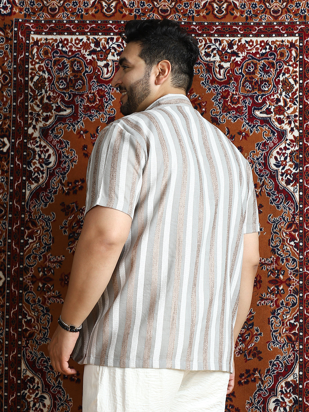 Tactile Candy-Stripe Cuban Shirt