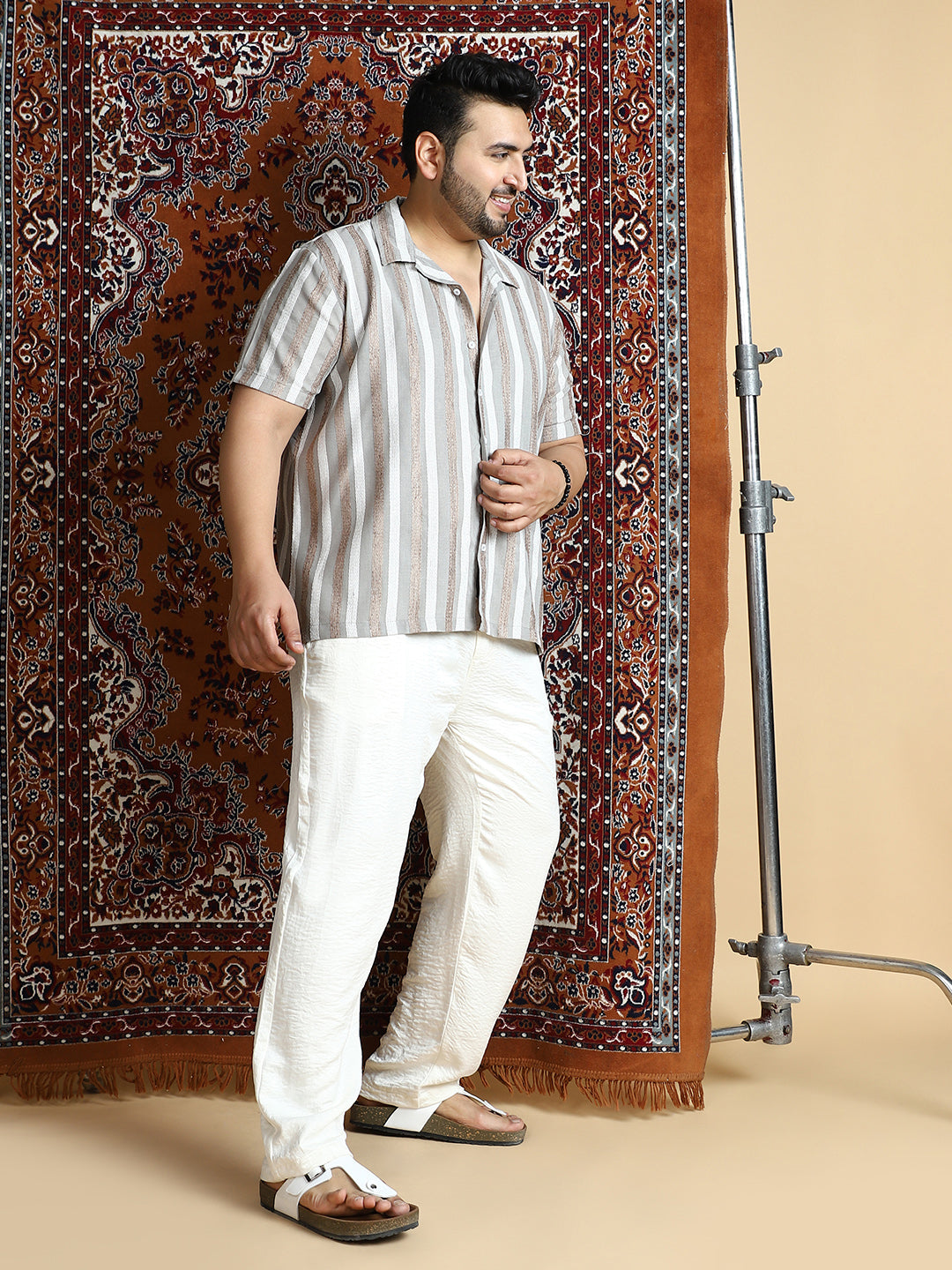 Tactile Candy-Stripe Cuban Shirt