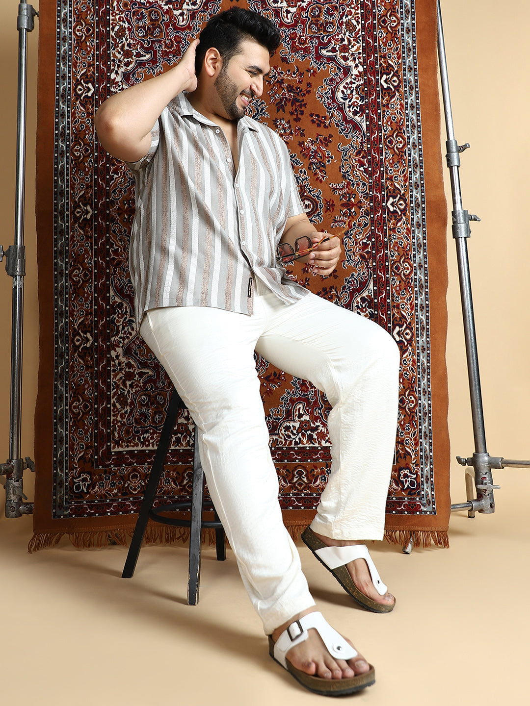 Tactile Candy-Stripe Cuban Shirt