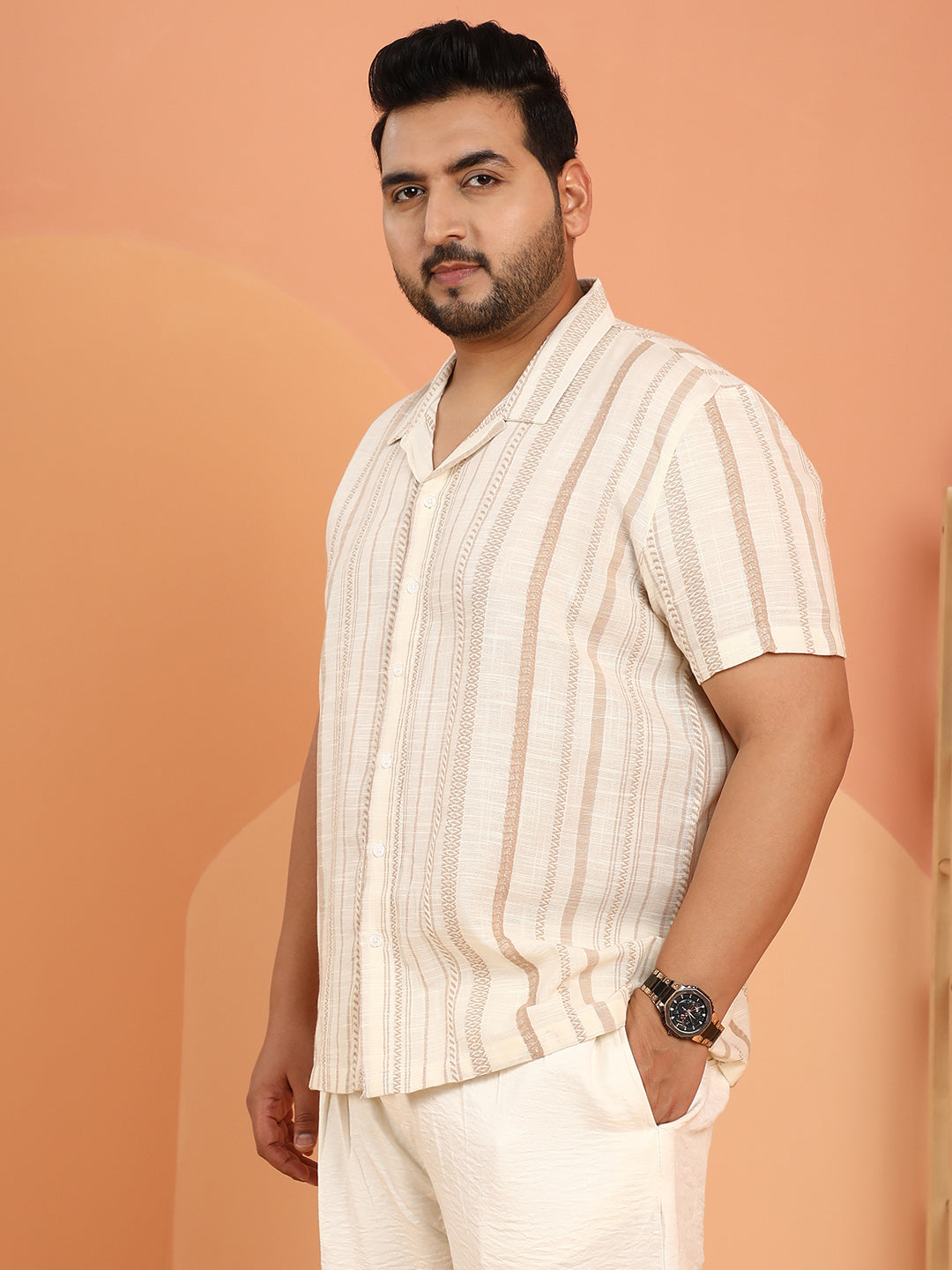 Folk-Striped Cuban Shirt