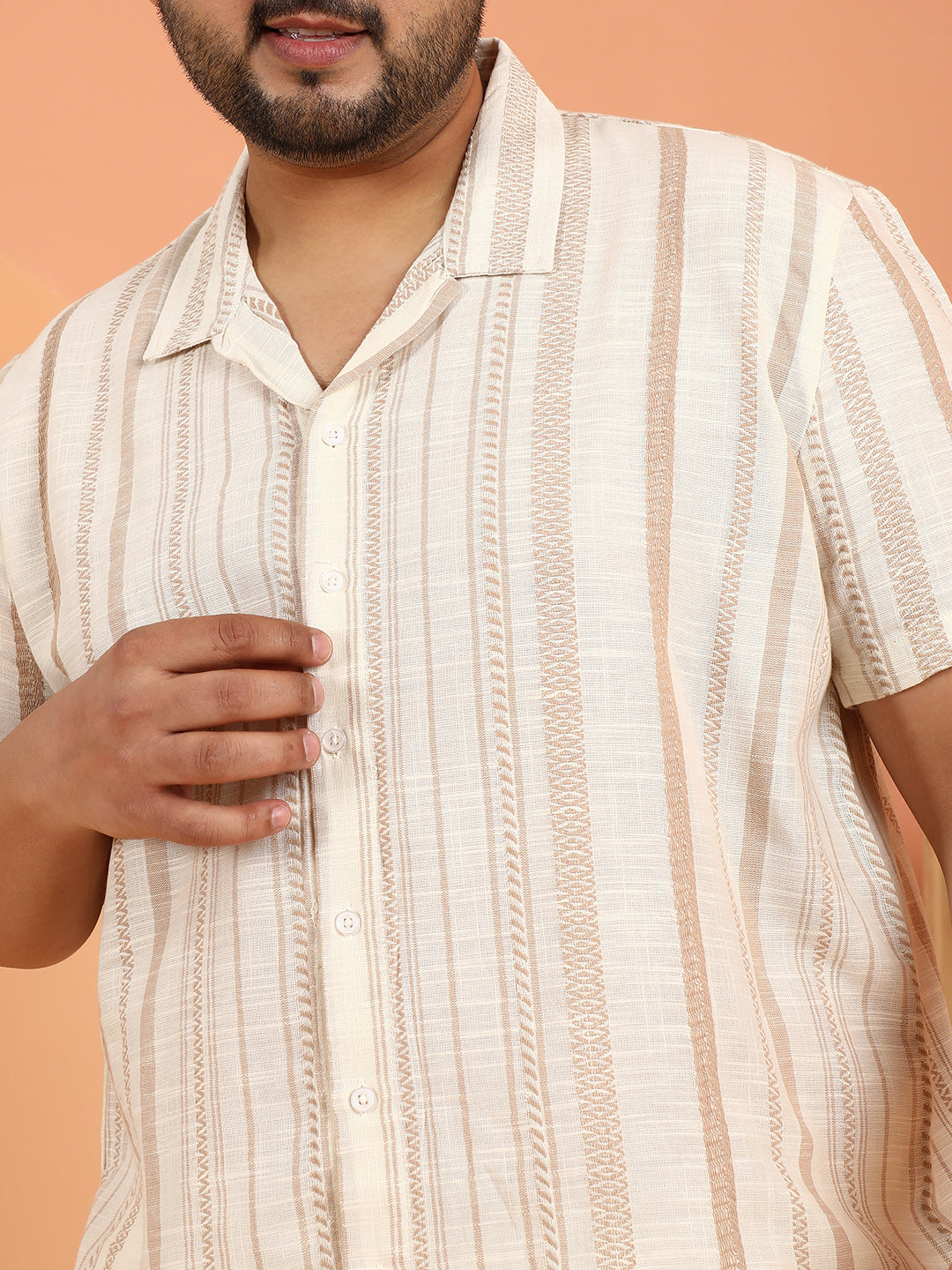 Folk-Striped Cuban Shirt