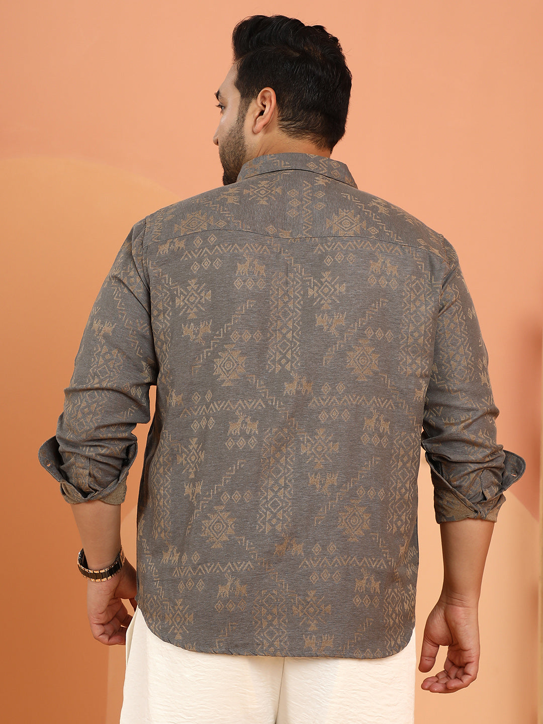 Ethnic-Motif Woven Shirt