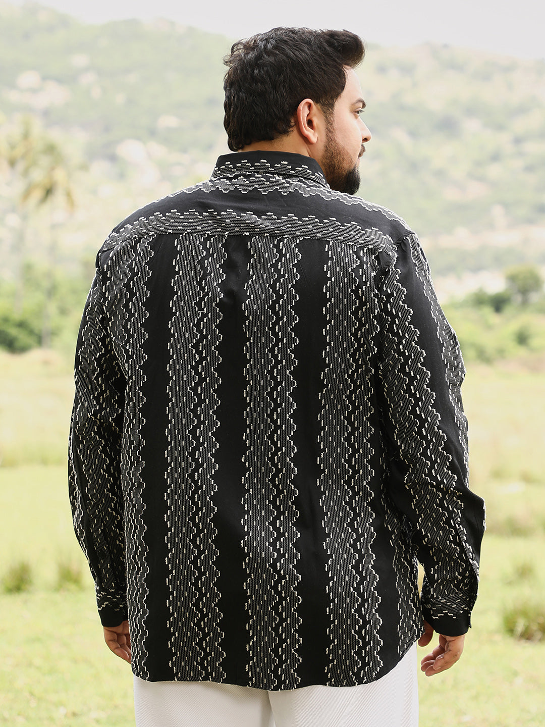 Cloudy-Panel Jacquard Shirt