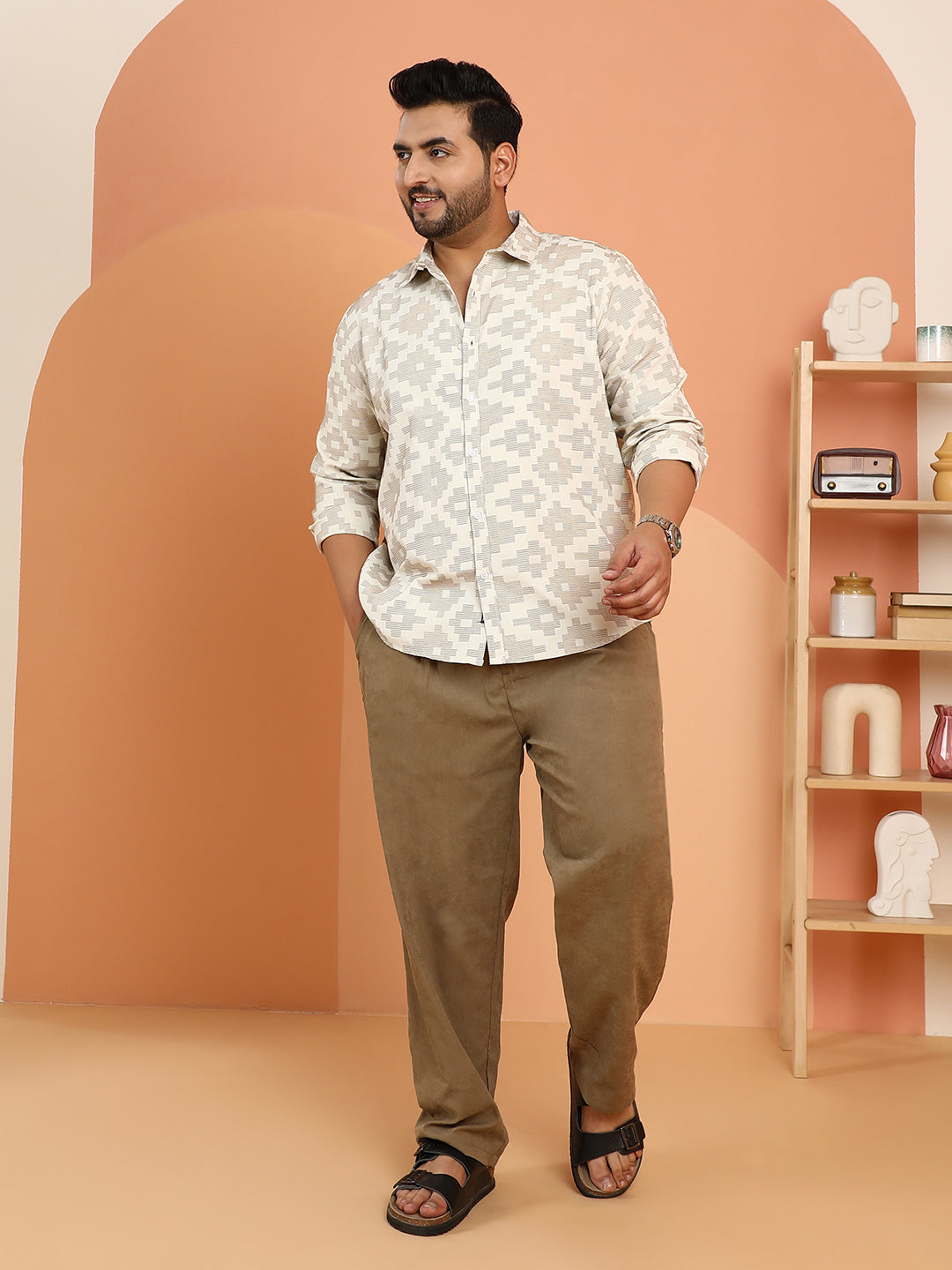 Woven Geoemetric-Steps Shirt