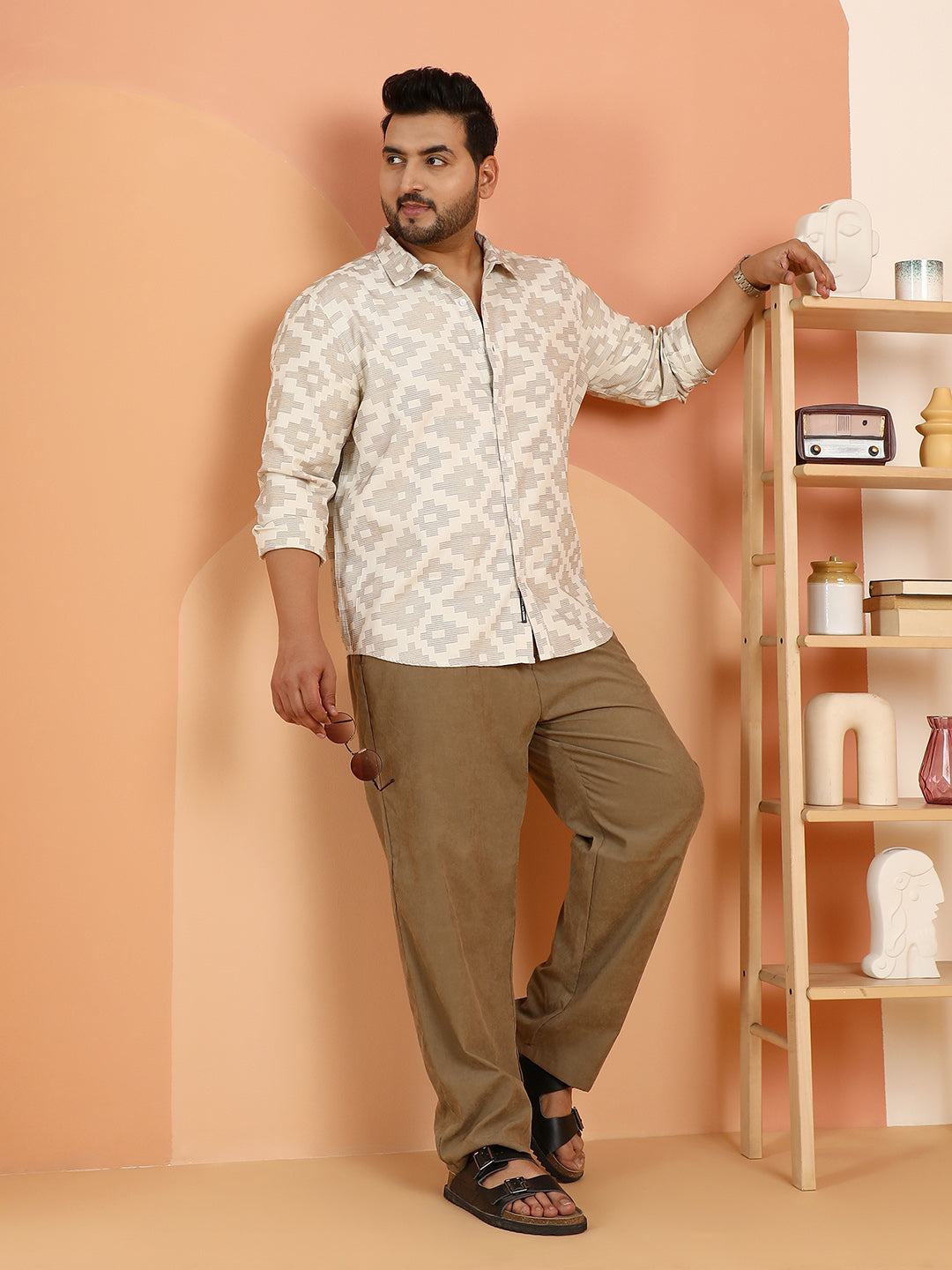 Woven Geoemetric-Steps Shirt