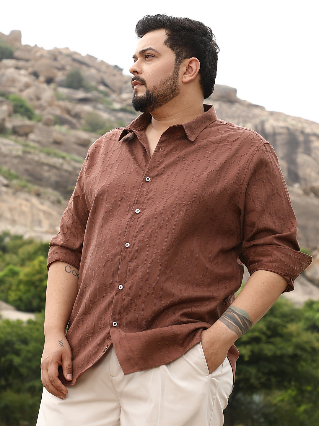 Indie-Geometric Jacquard Shirt