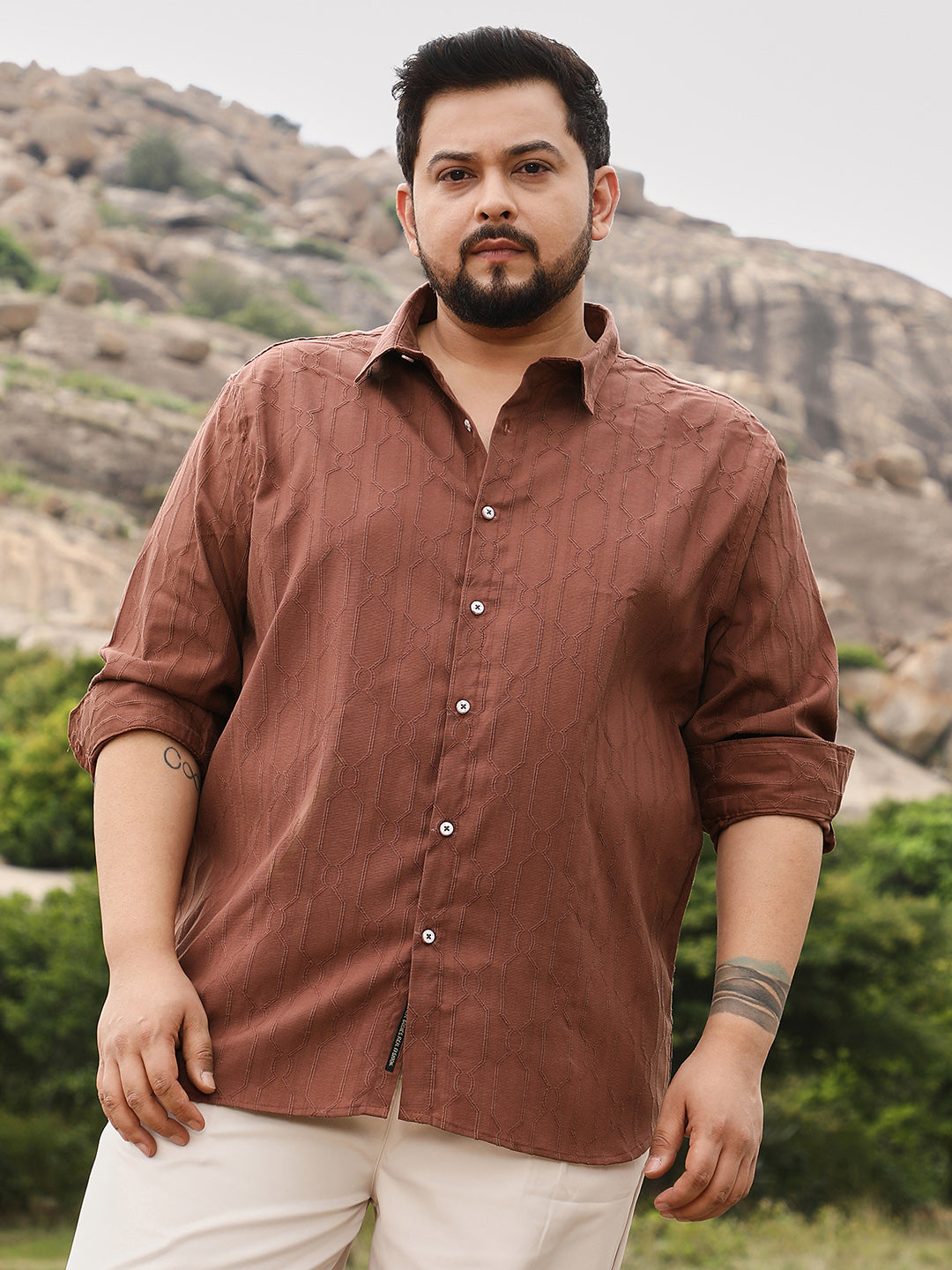 Indie-Geometric Jacquard Shirt