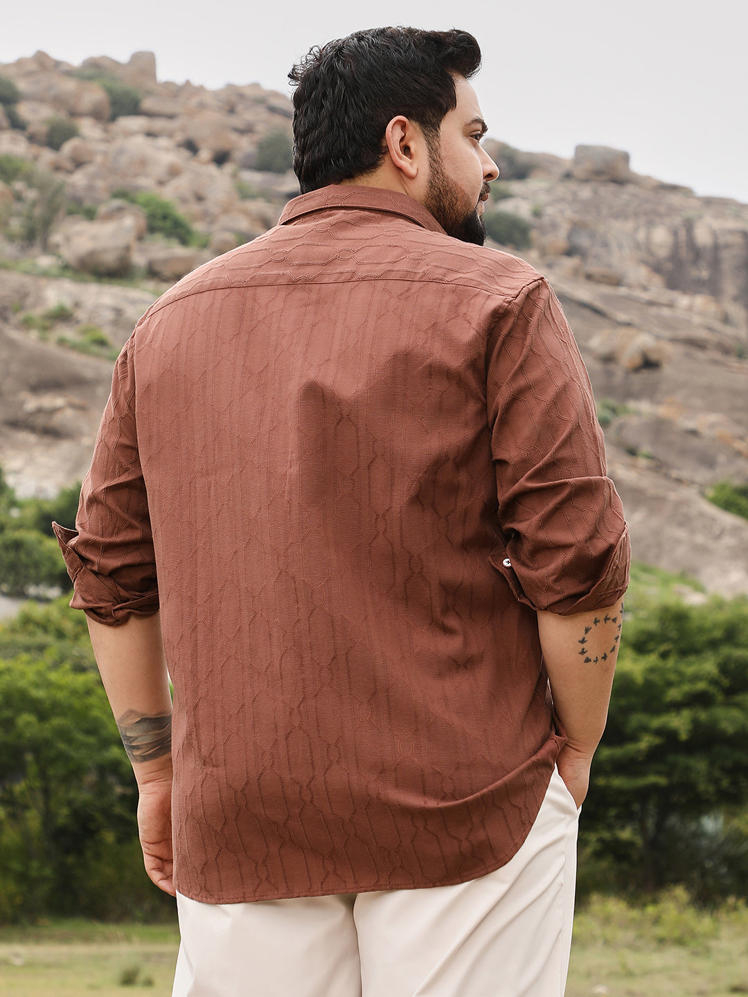 Indie-Geometric Jacquard Shirt
