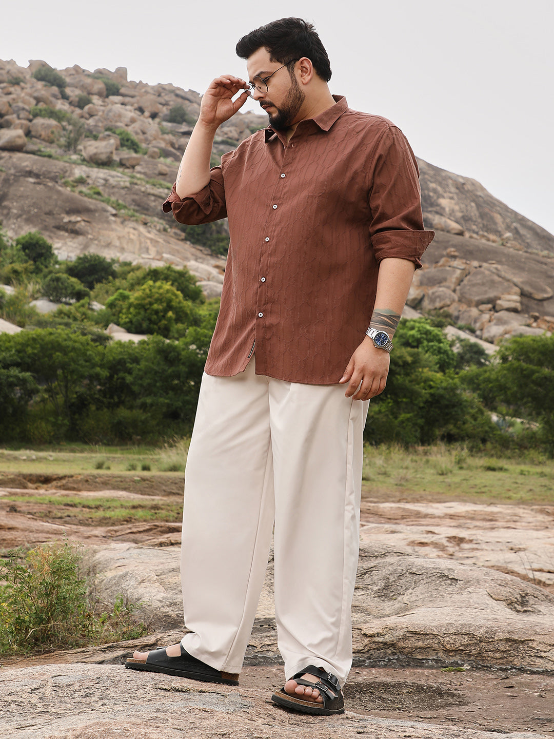 Indie-Geometric Jacquard Shirt