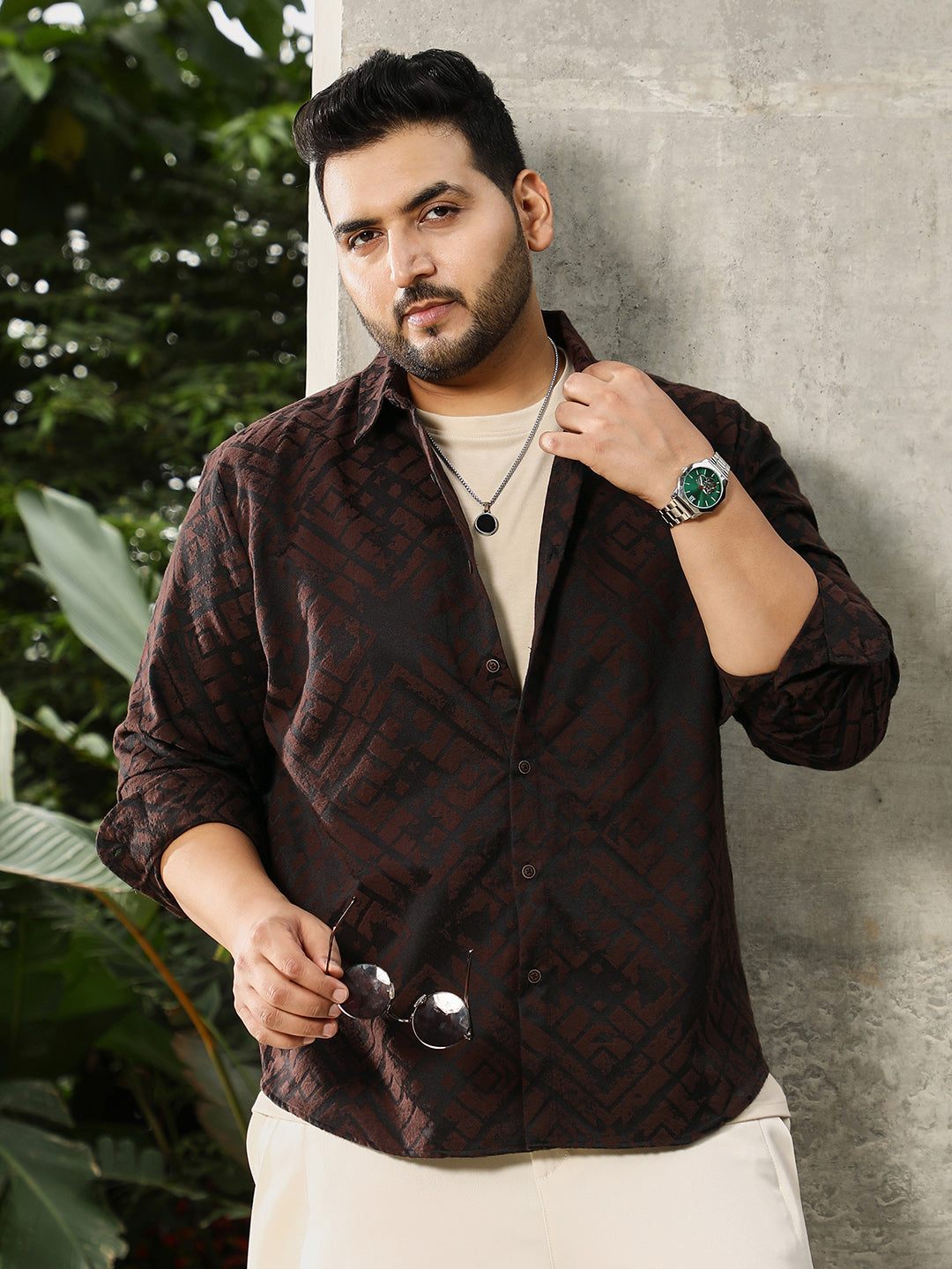 Faded-Cubic Jacquard Shirt