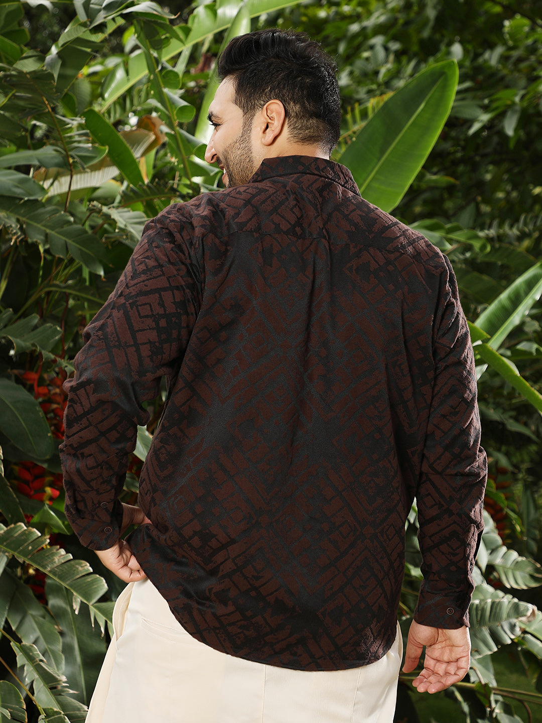 Faded-Cubic Jacquard Shirt